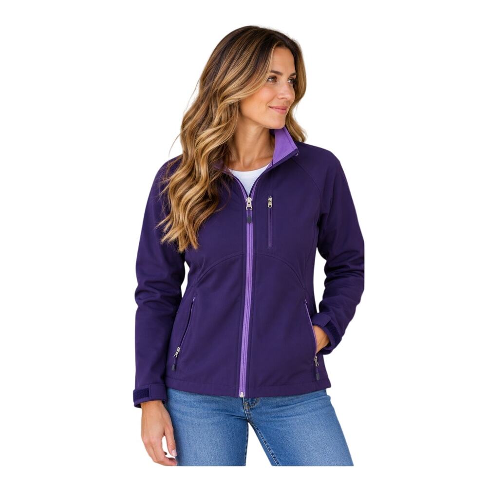 Double Diamond Purple Full Zip Softshell Fleece Jacket Women’s L